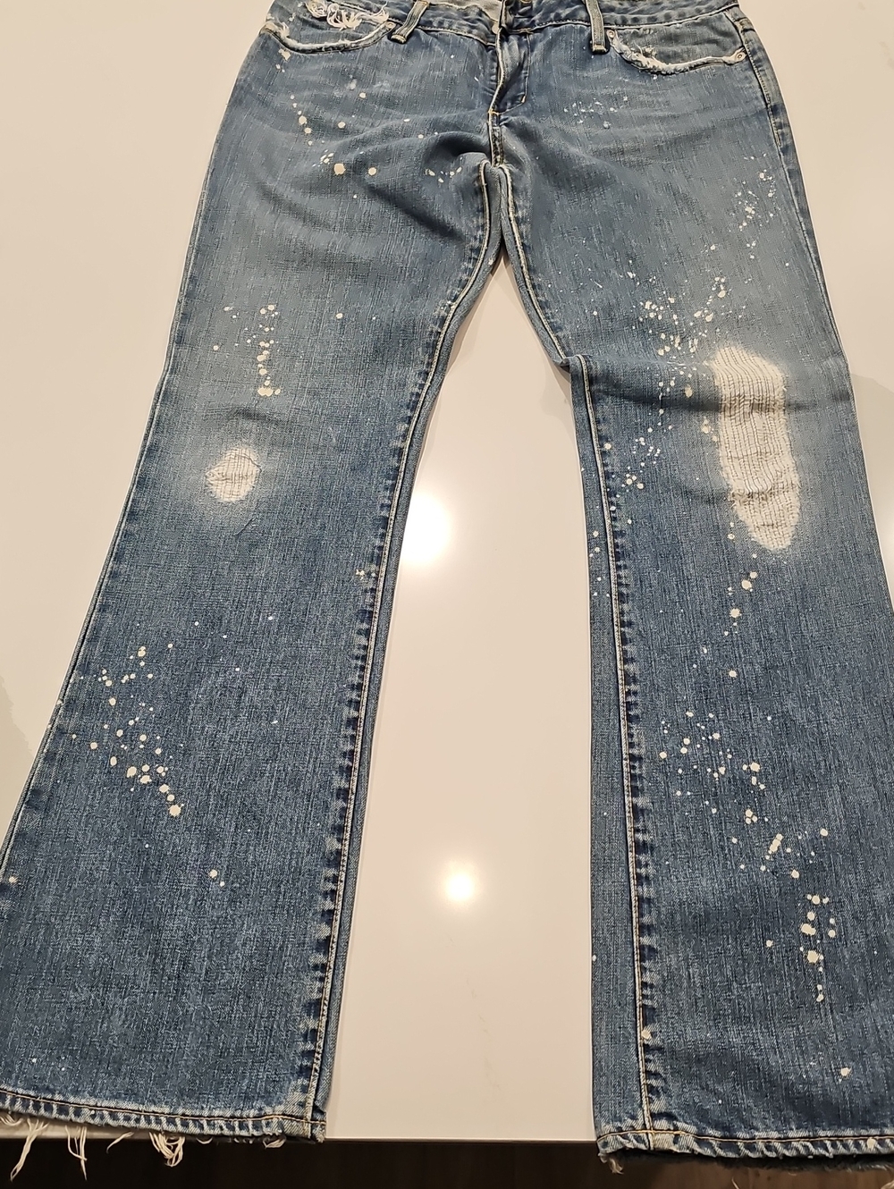 Paperdenim+cloth Distressed -Splatter Flare Jeans